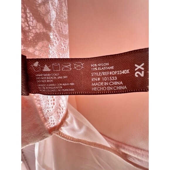 Baby Doll Negligee Size 2X Daisy Fuentes Push Up Blush Pink Lace Sheer Lingerie - Picture 6 of 10